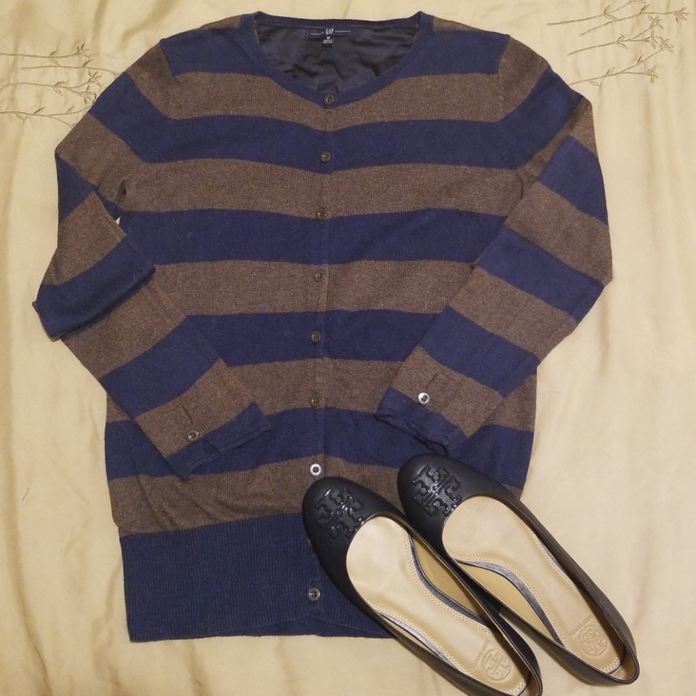 Gap Striped Cotton-Alpaca Cardigan